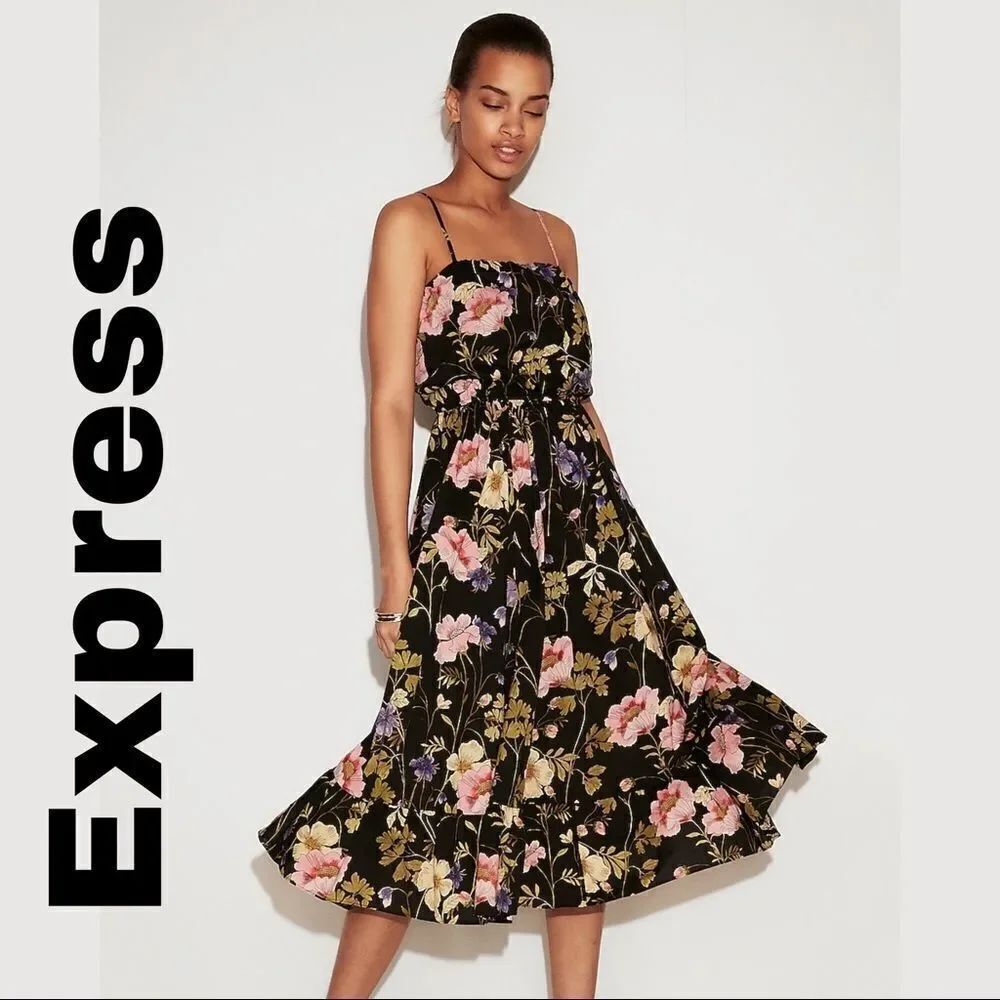 ✨Floral Empire Waist Crinkle Midi Dress✨